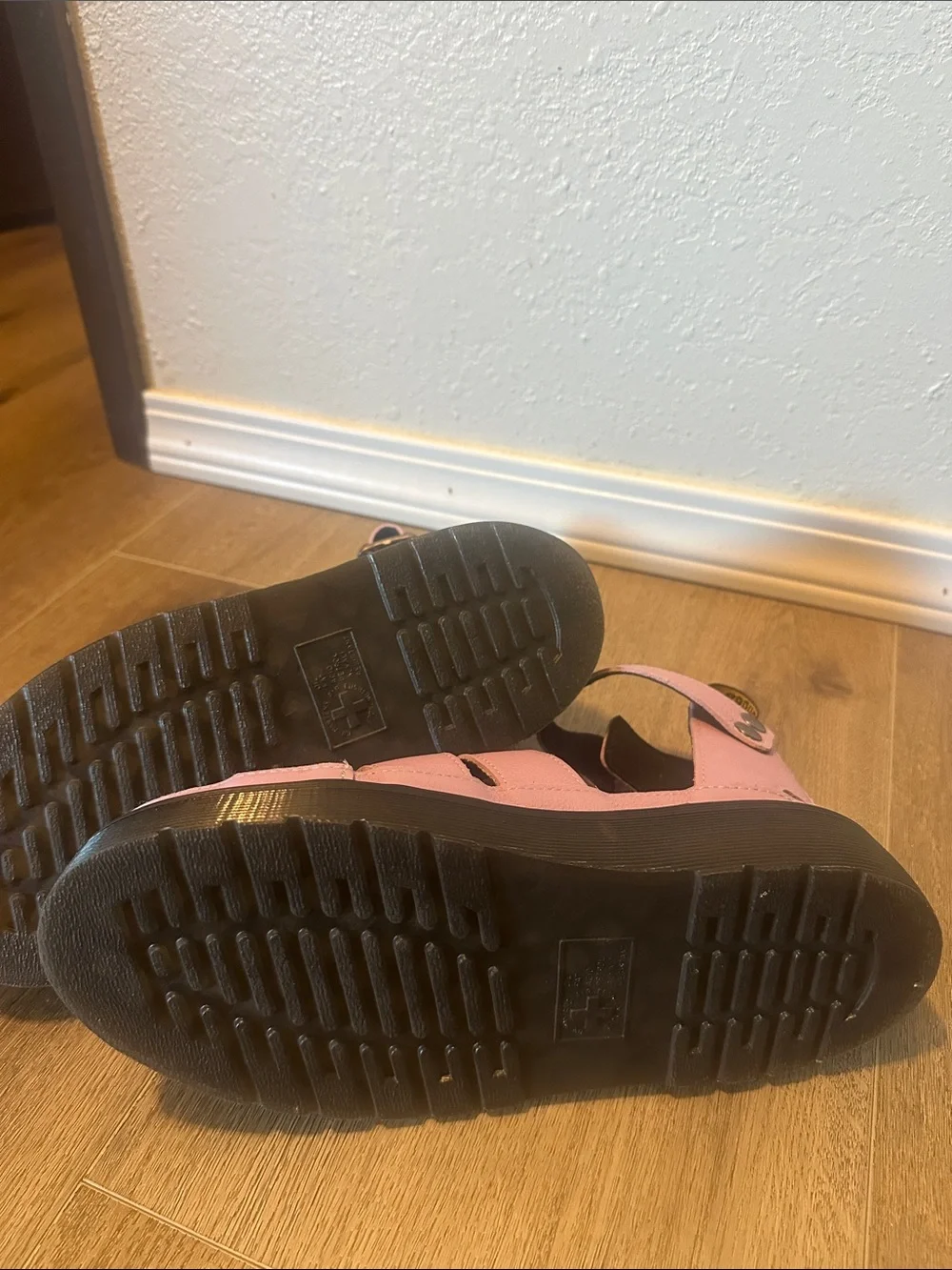 Purple Dr. Martens platform sandals